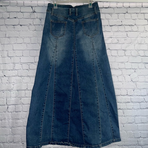 Style J DENIM SKIRT WOMEN'S DENIM SKIRTS - MODEST JEANS BLUE SIZE 8 - Picture 3 of 6